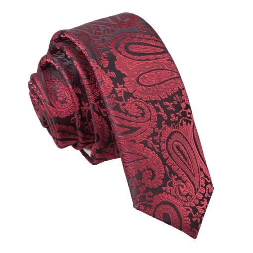 Burgundy Paisley Skinny Tie