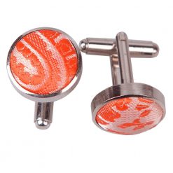 Burnt Orange Paisley Silver Plated Cufflinks