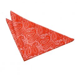 Burnt Orange Paisley Pre-Folded Pocket Square One Peak