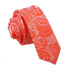 Burnt Orange Paisley Skinny Tie