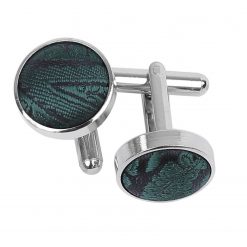 Emerald Green Paisley Silver Plated Cufflinks