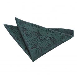 Emerald Green Paisley Pre-Folded Pocket Square One Peak