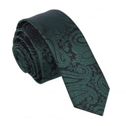 Emerald Green Paisley Skinny Tie