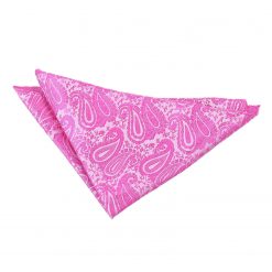 Fuchsia Pink Paisley Pre-Folded Pocket Square One Peak