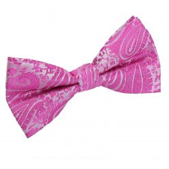 Fuchsia Pink Paisley Pre-Folded Pocket Square One Peak