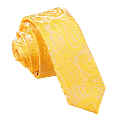 Gold Paisley Skinny Tie