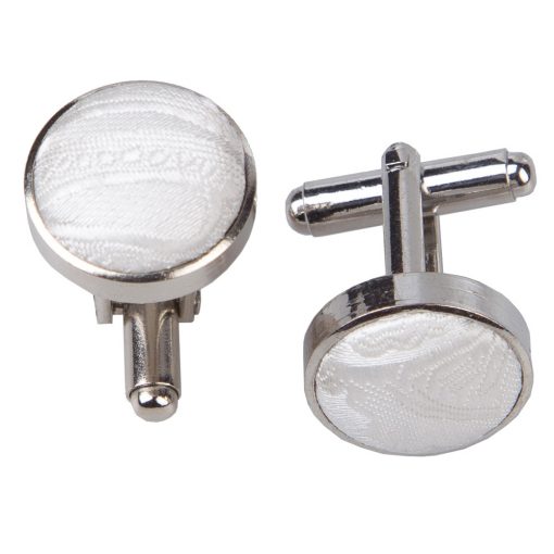 Ivory Paisley Silver Plated Cufflinks