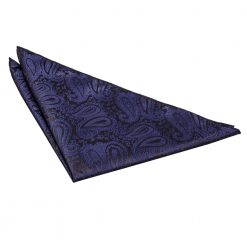 Navy Blue Paisley Pre-Folded Pocket Square One Peak