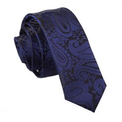 Navy Blue Paisley Skinny Tie