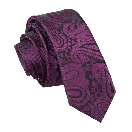 Purple Paisley Skinny Tie