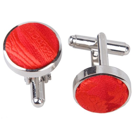 Red Paisley Silver Plated Cufflinks