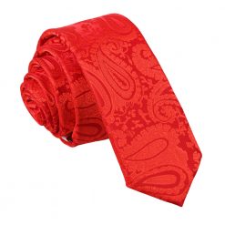 Red Paisley Skinny Tie