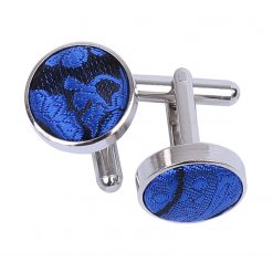 Royal Blue Paisley Silver Plated Cufflinks