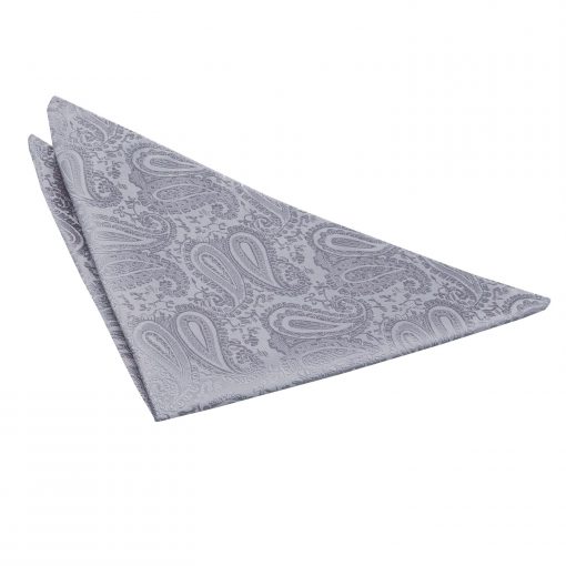 Silver Paisley Pocket Square