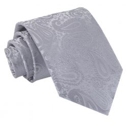 Silver Paisley Pre-Folded Pocket Square One Peak
