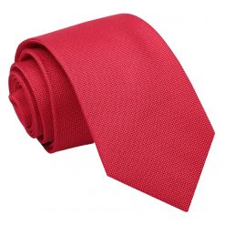 Strawberry Red Plain Silk Slim Tie