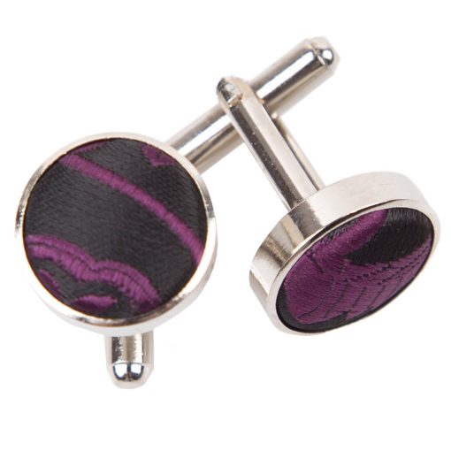 Black & Purple Passion Silver Plated Cufflinks