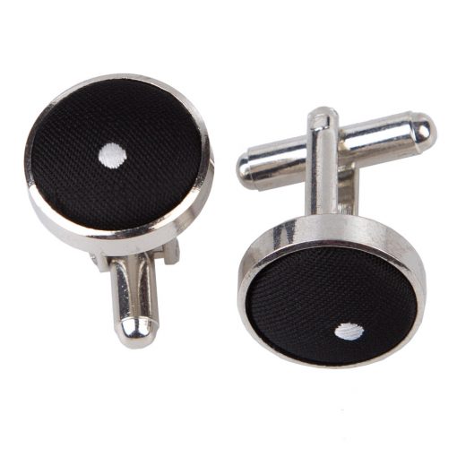 Black Pin Dot Silver Plated Cufflinks