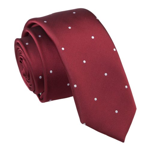 Burgundy Pin Dot Skinny Tie