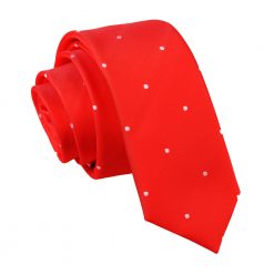 Red Pin Dot Skinny Tie