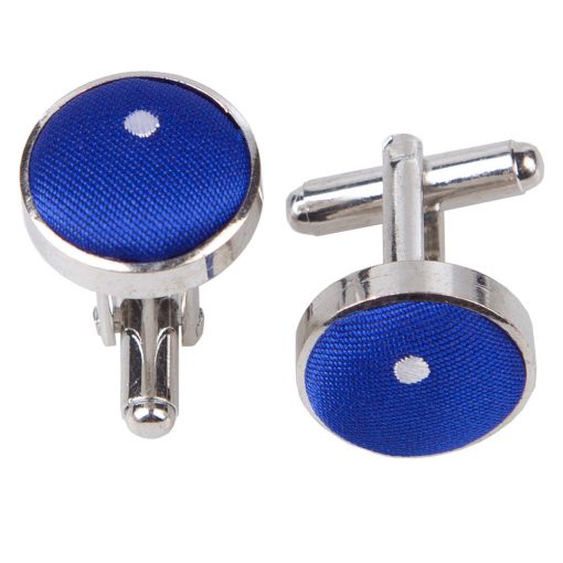 Royal Blue Pin Dot Silver Plated Cufflinks