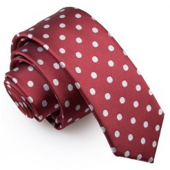 Burgundy Polka Dot Classic Skinny Tie