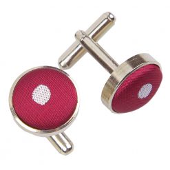 Dark Red Polka Dot Classic Silver Plated Cufflinks