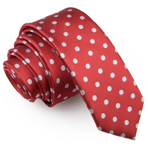 Dark Red Polka Dot Classic Skinny Tie