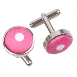 Hot Pink Polka Dot Classic Silver Plated Cufflinks