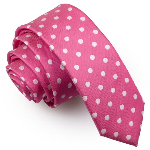 Hot Pink Polka Dot Classic Skinny Tie