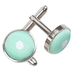 Mint Green Polka Dot Classic Silver Plated Cufflinks