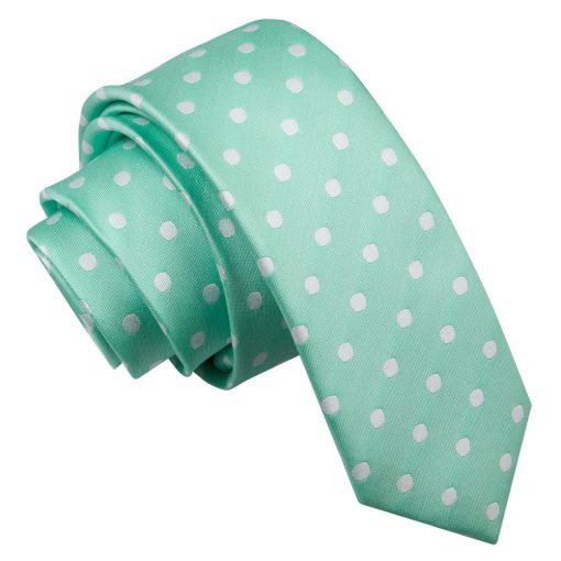 Mint Green Polka Dot Classic Skinny Tie