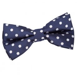 Navy Blue Polka Dot Classic Pre-Tied Thistle Bow Tie