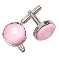 Pink Polka Dot Classic Silver Plated Cufflinks