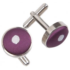 Purple Polka Dot Classic Silver Plated Cufflinks