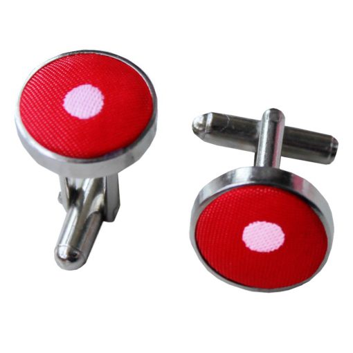 Red Polka Dot Classic Silver Plated Cufflinks