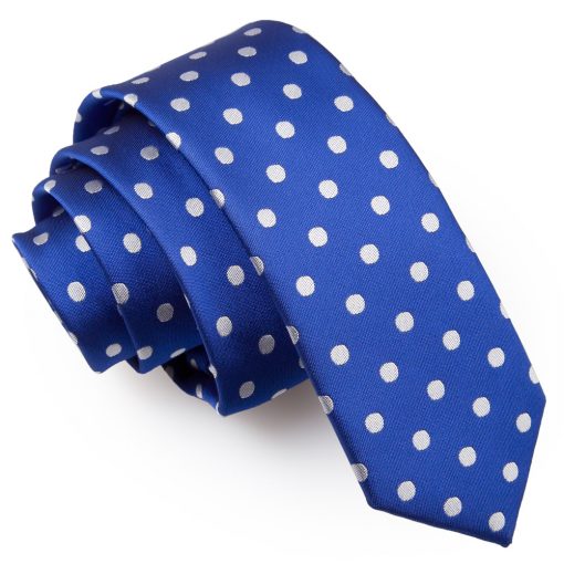 Royal Blue Polka Dot Classic Skinny Tie