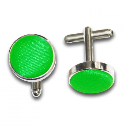 Apple Green Satin Inlay Silver Plated Cufflinks