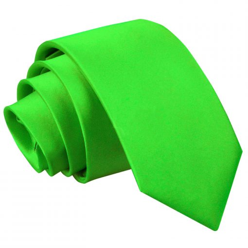 Apple Green Satin Slim Tie