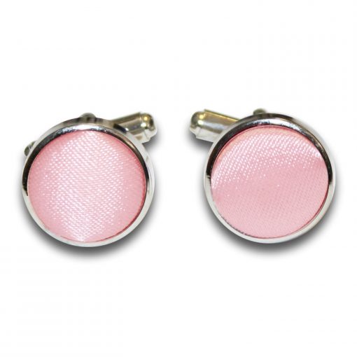 Baby Pink  Satin Inlay Silver Plated Cufflinks