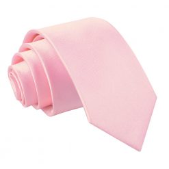 Baby Pink Satin Slim Tie