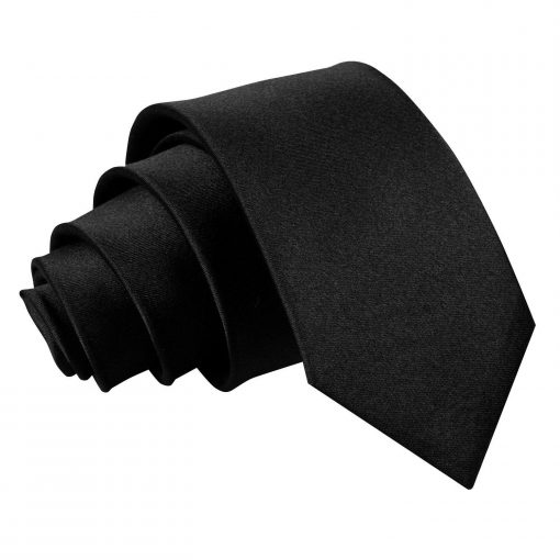 Black Satin Slim Tie