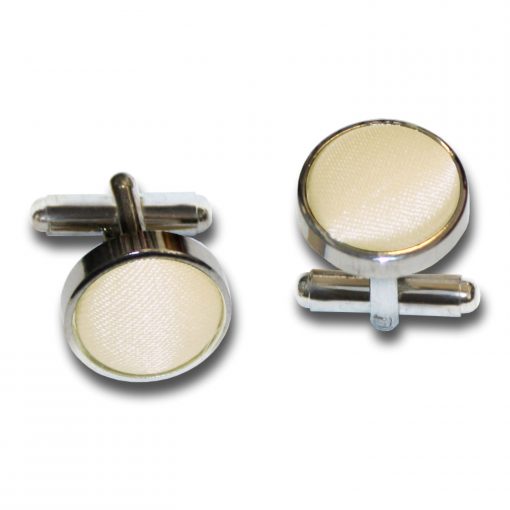 Champagne Satin Inlay Silver Plated Cufflinks