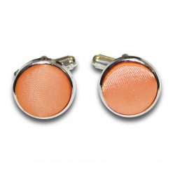 Coral Satin Inlay Silver Plated Cufflinks