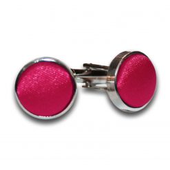 Crimson Red Satin Inlay Silver Plated Cufflinks