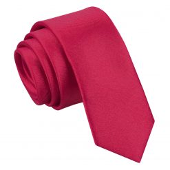 Crimson Red Satin Skinny Tie