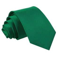 Emerald Green Satin Slim Tie