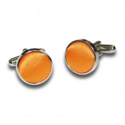 Fluorescent Orange Satin Inlay Silver Plated Cufflinks