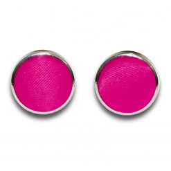 Hot Pink Satin Inlay Silver Plated Cufflinks