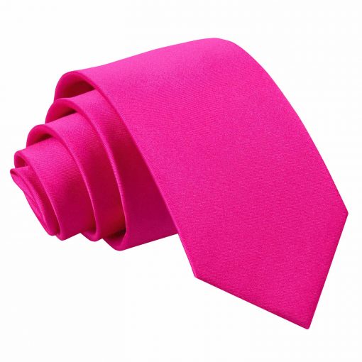 Hot Pink Satin Slim Tie